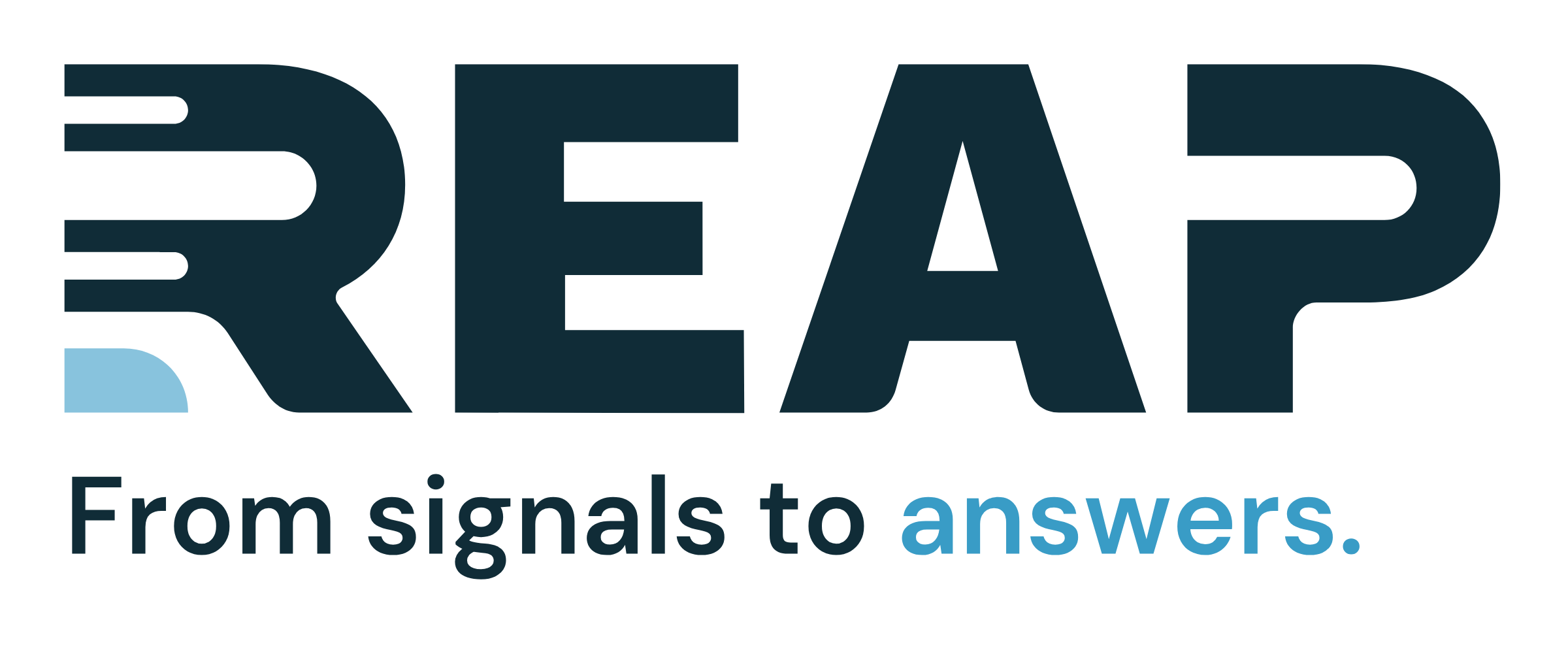 REAP wordmark with the headline beneath it: From signals to answers.